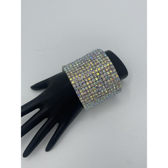 Christina Collection AB Rhinestone Wide Cuff Statement Bracelet New - Picture 2 of 8